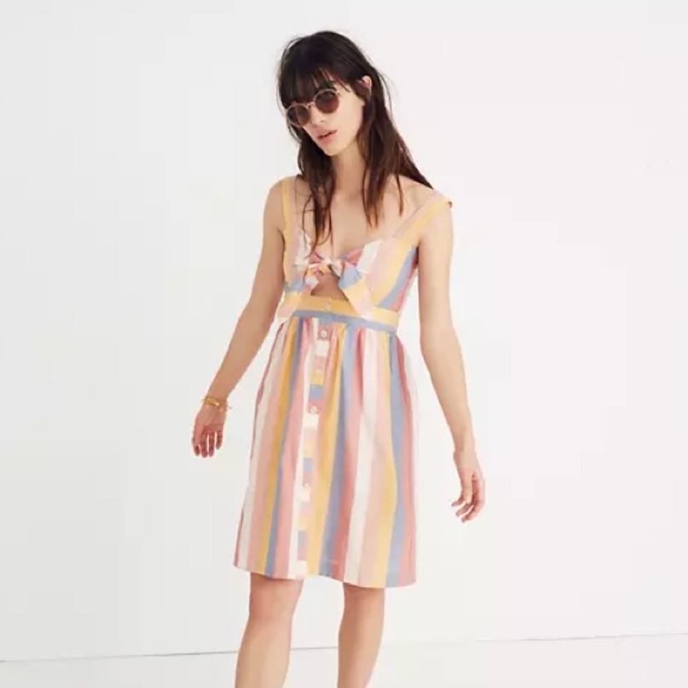 Madewell Tie-Front stripe dress - Picture 2 of 7
